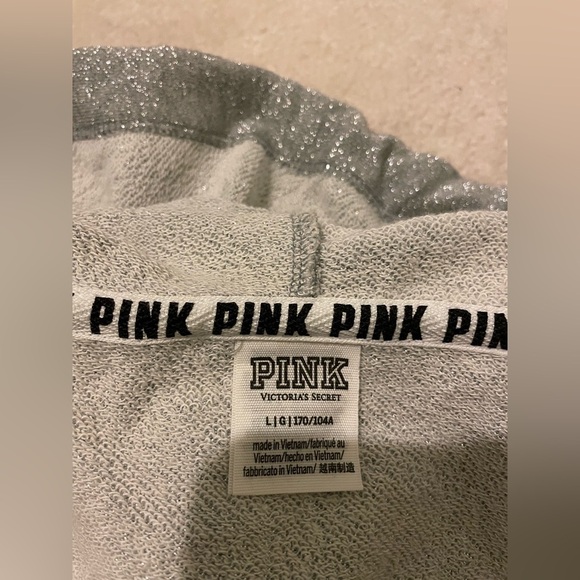 VS PINK bling metallic shine outfit SMALL joggers LARGE hoodie NWOT - Picture 8 of 13
